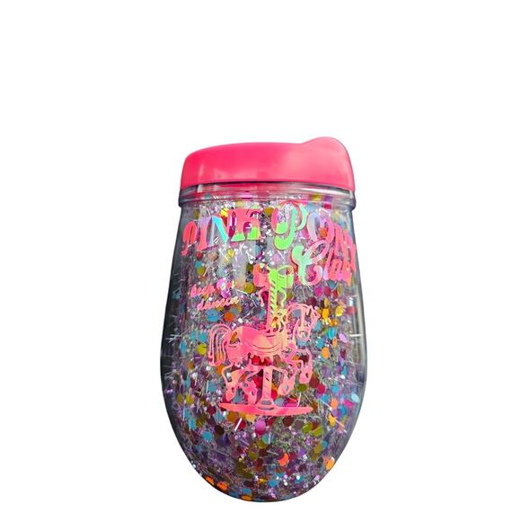 Pink Pony Club Tumbler Glitter Reusable Handmade Cup - Picture 1 of 4